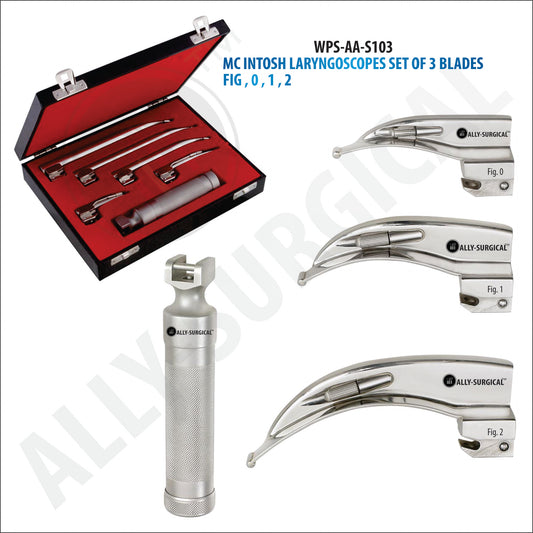 MC INTOSH Laryngoscope Kit of 3 Blades, Fig , 0 , 1 , 2