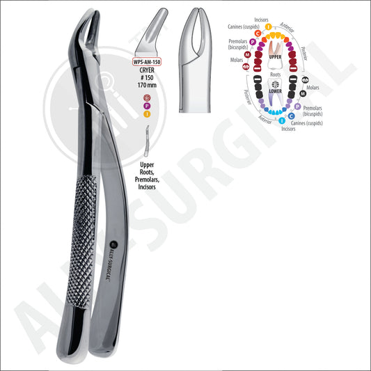 CRYER EXTRACTION FORCEPS UPPER INCISORS AND CANINES #150