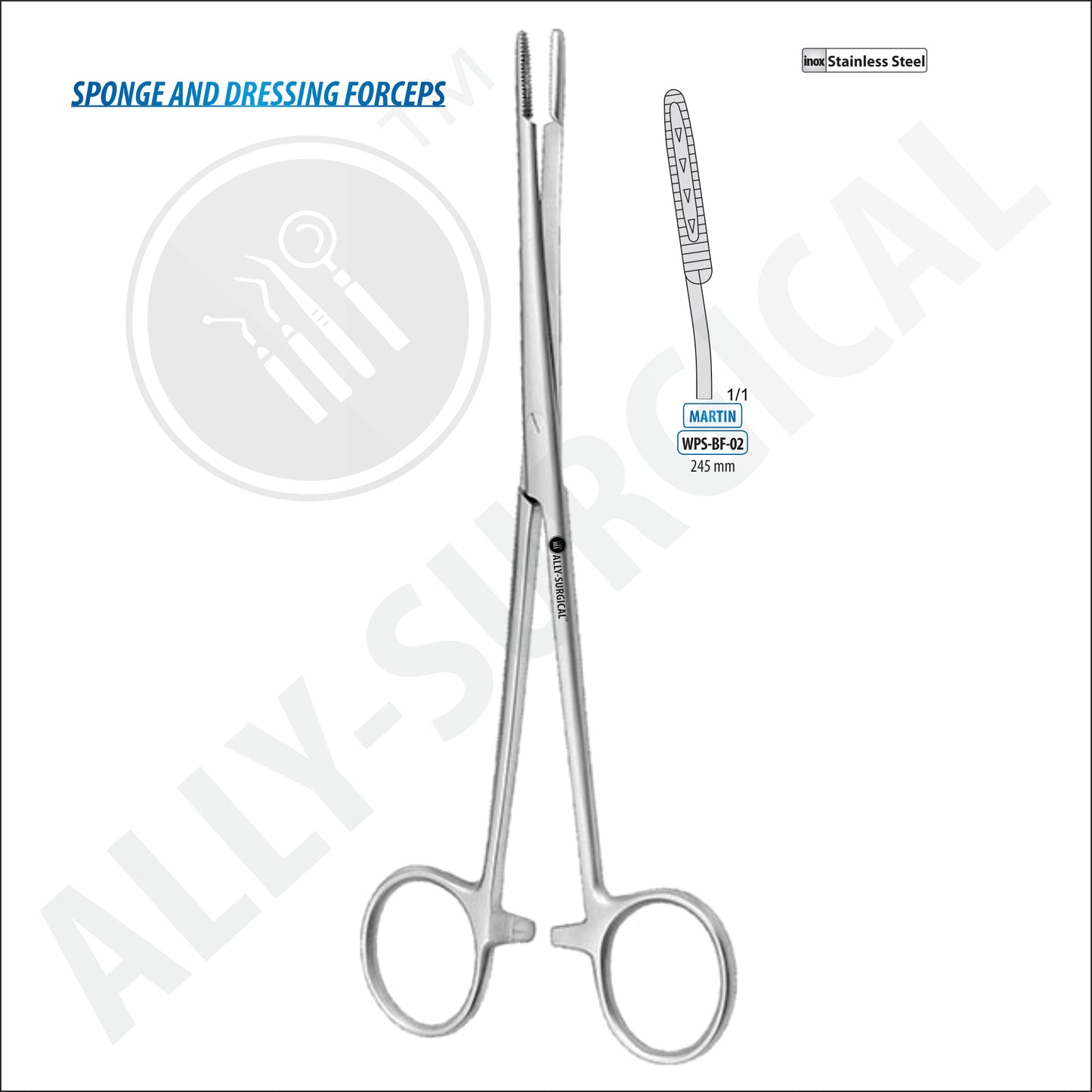 MAIER CURVED FORCEPS, 245 MM