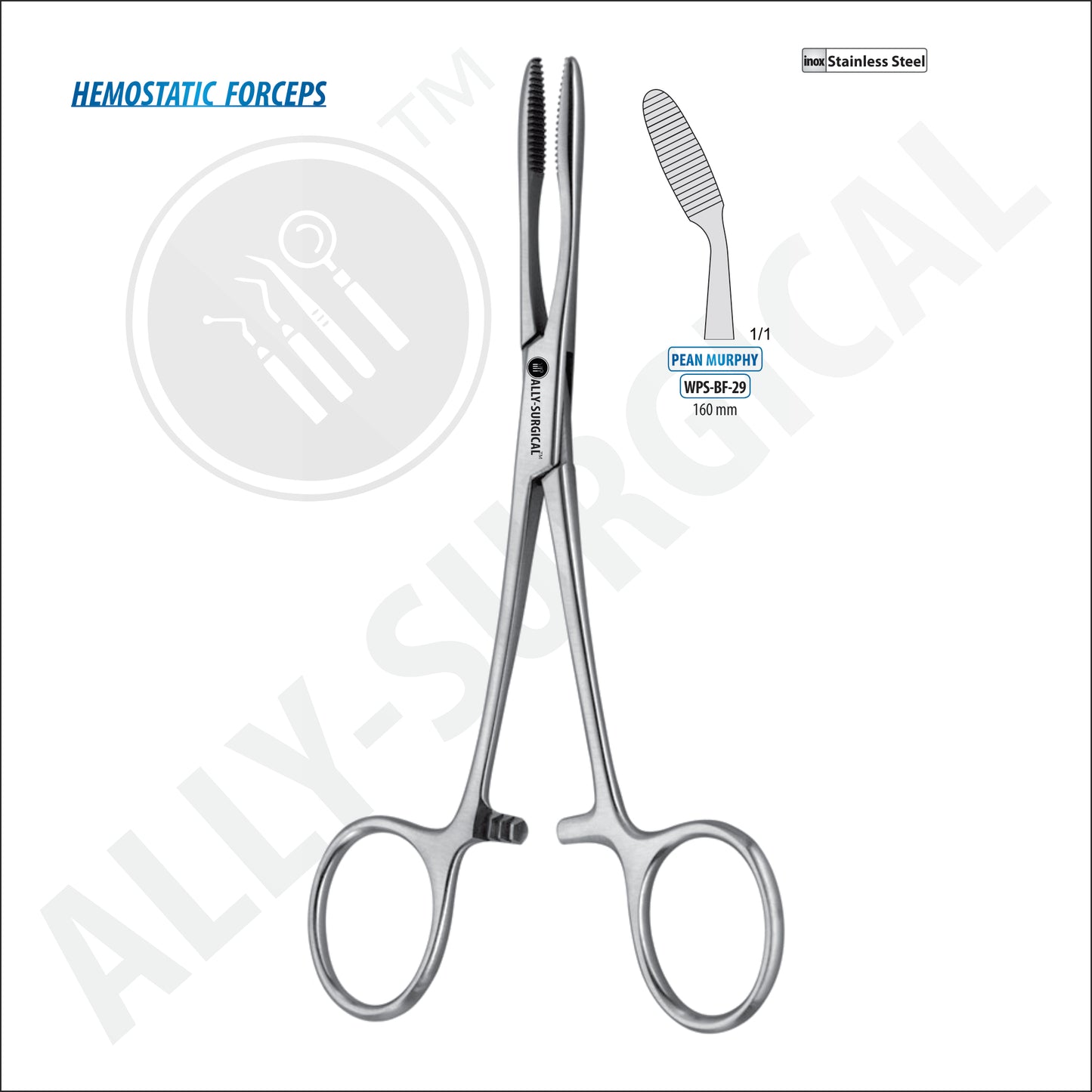 PEAN-MURPHY CURVED Haemostatic Forceps, 160 mm