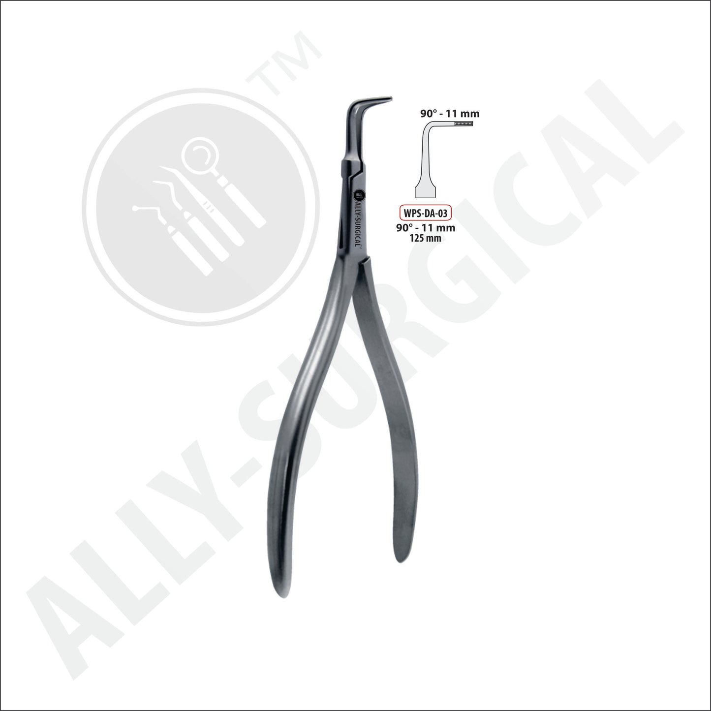 FORCEPS DE FRAGMENTO DE RAÍZ CURVOS 90 GRADOS, 125MM