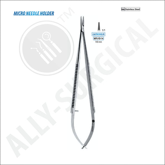 Castroviejo Micro Needle Holder without straight capture, 140 mm.