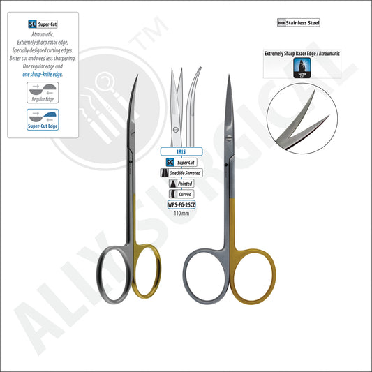 IRIS SUPER CUT TOOTHED CURVED SCISSORS 110MM