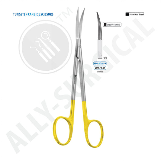 SHARP PECK-JOSEPH SCISSORS, TC CURVES ONE SIDE TOOTHED, 140 MM