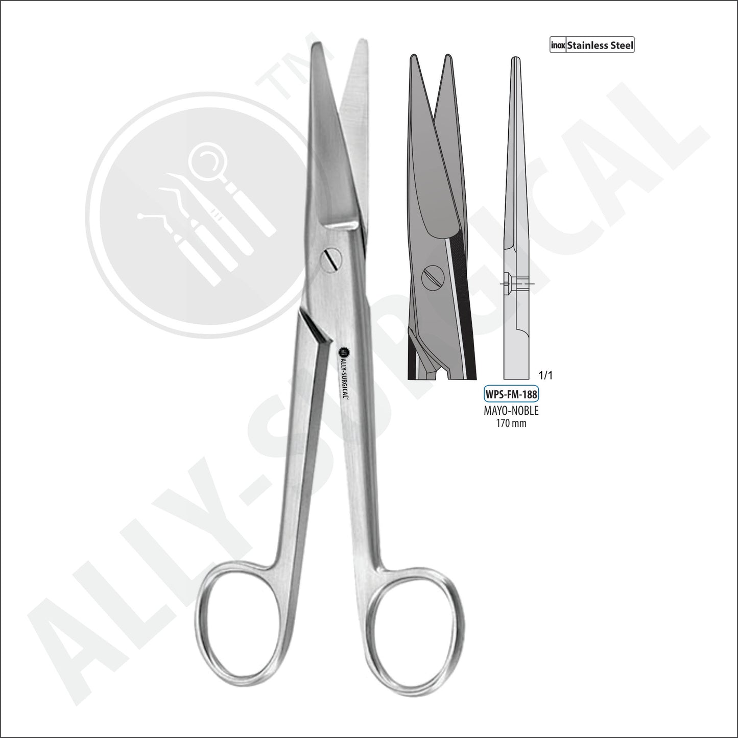 MAYO-NOBLE OPERATIONAL SCISSORS, 170 MM