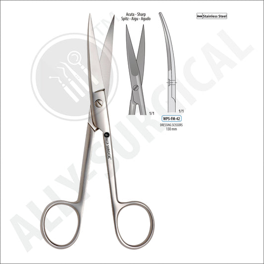 SHARP/SHAPED OPERATING SCISSORS, CURVED, 130MM