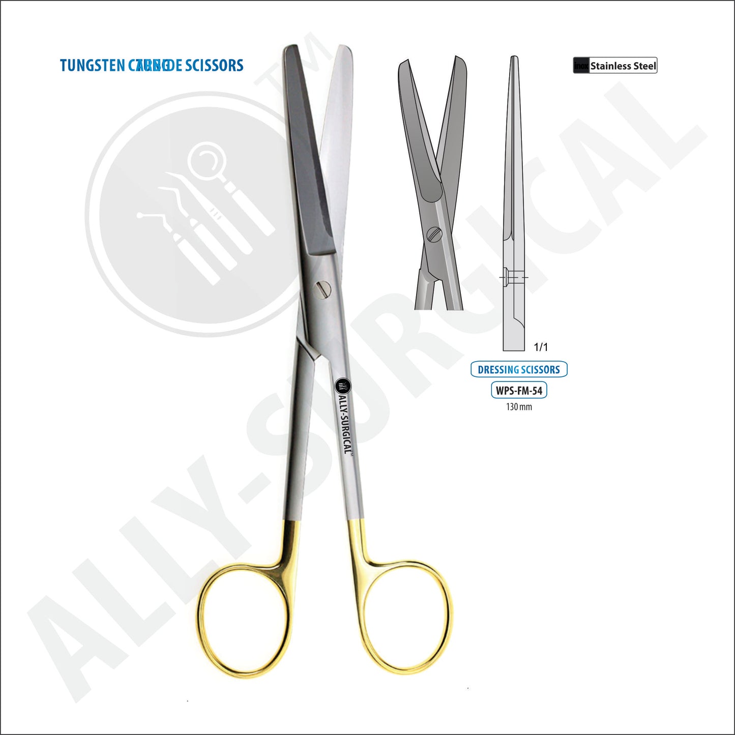 STANDARD OPERATIONAL SCISSORS BULL/DURP-STRAIGHT, TC, 130 MM