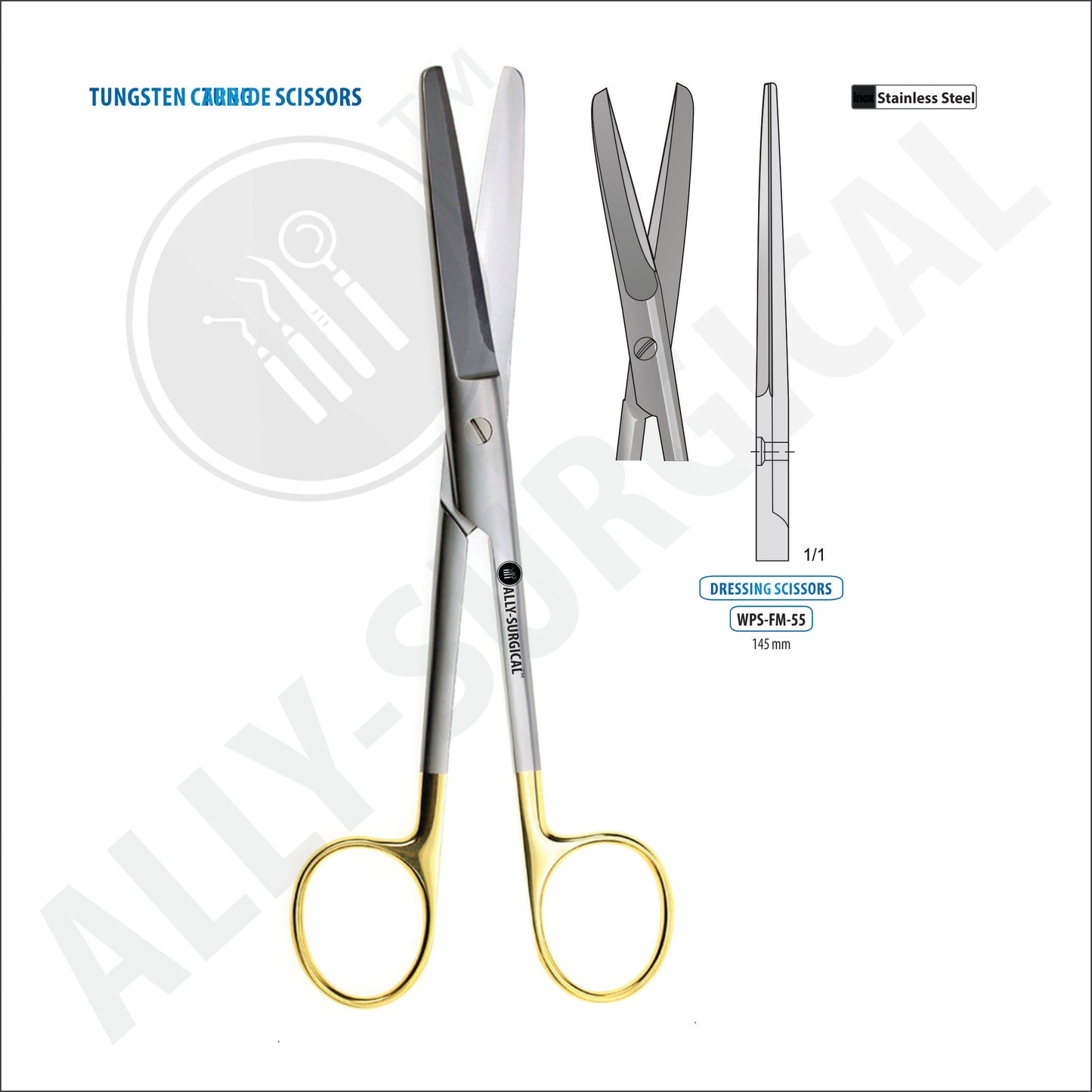 STANDARD OPERATIONAL SCISSORS BULL/DURP-STRAIGHT, TC, 140 MM