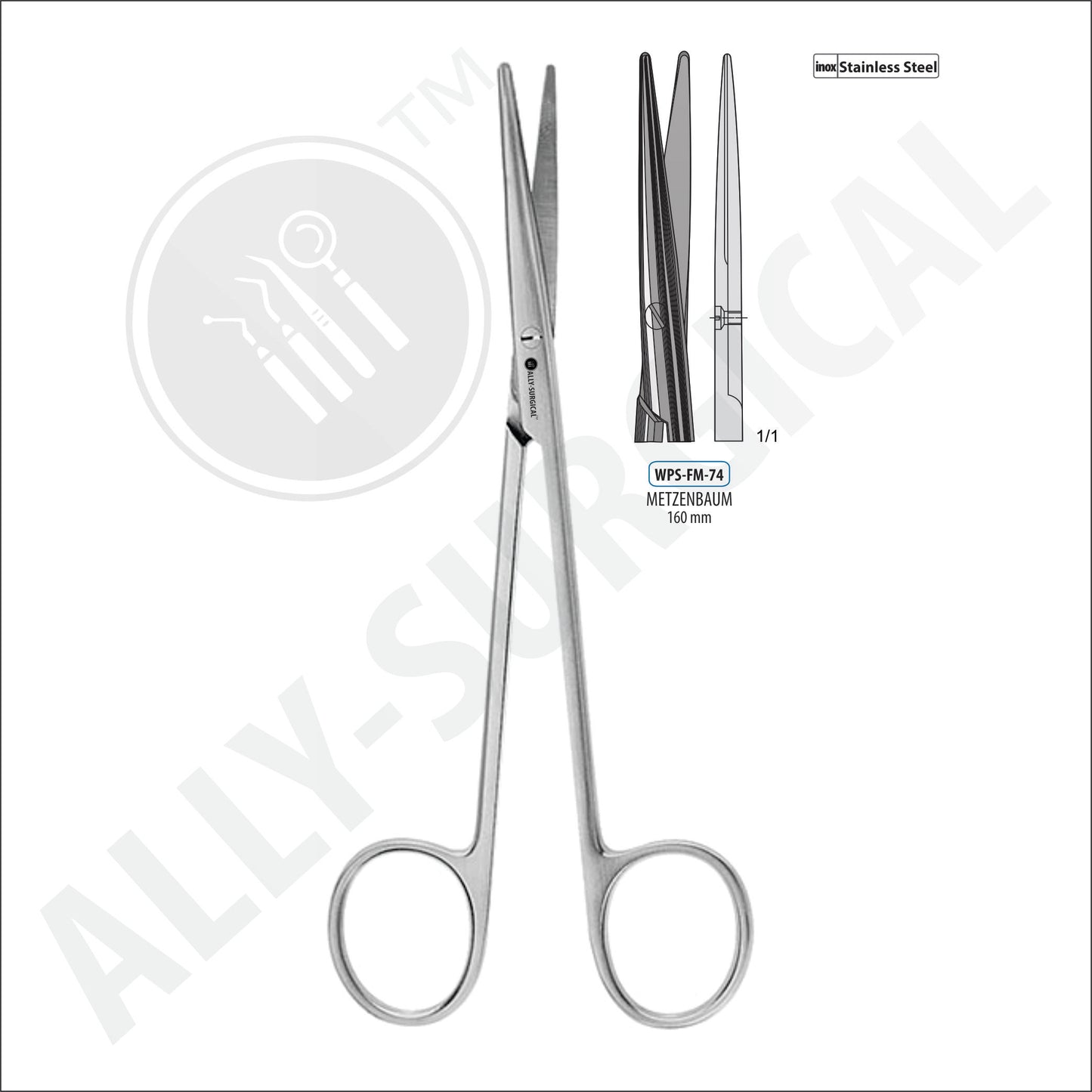 METZENBAUM OPERATING SCISSORS, STRAIGHT, 160 MM