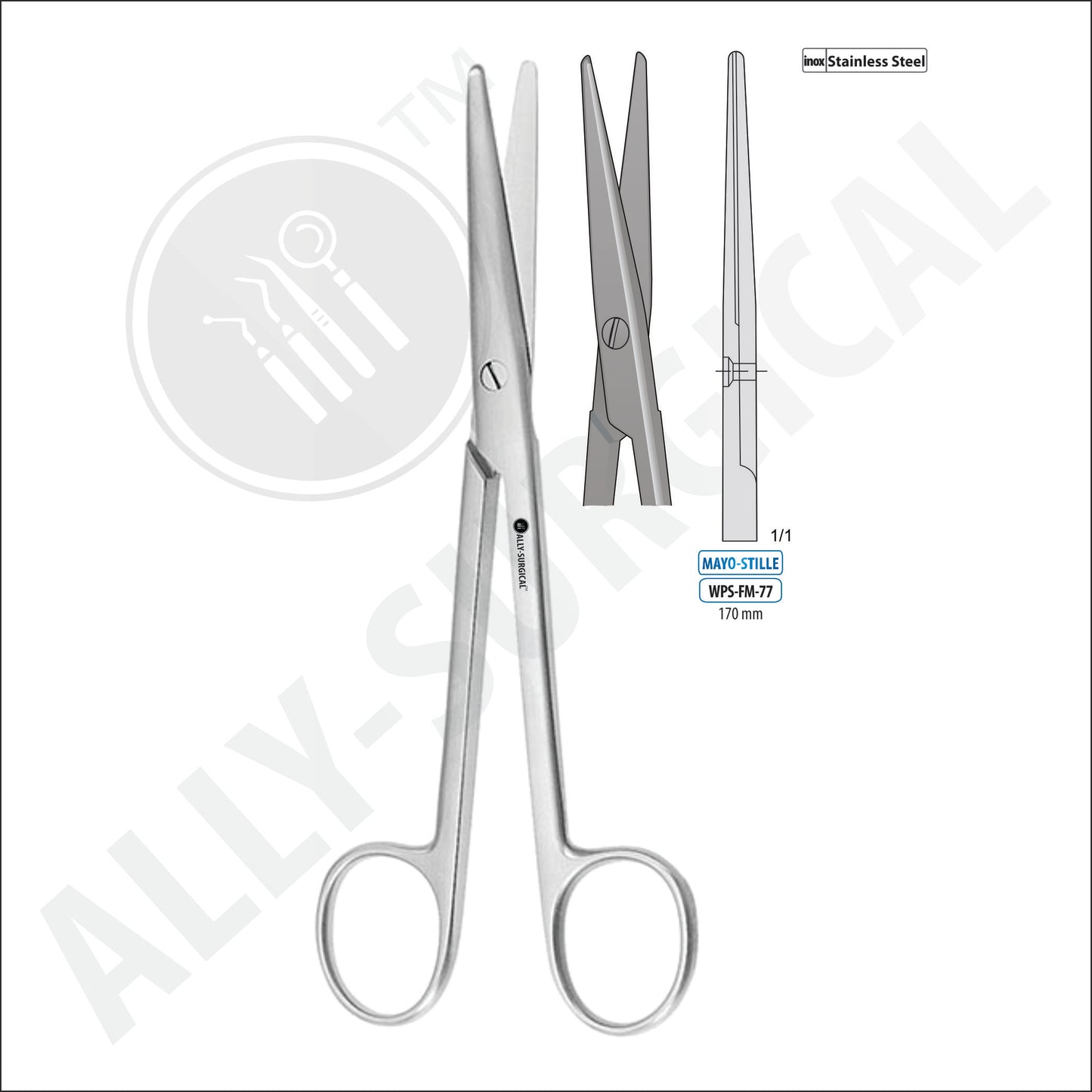 MAYO-STILLE OPERATING SCISSORS, STRAIGHT, 170 MM