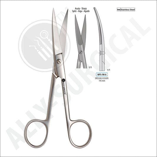 SHARP/SHAPED OPERATING SCISSORS, CURVED, 145MM