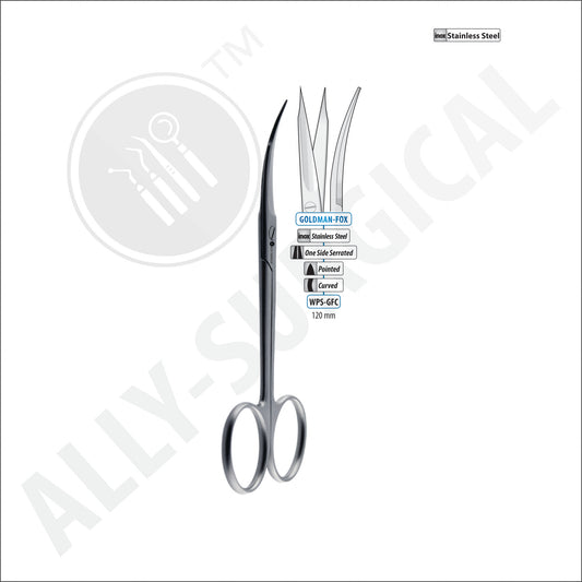 GOLDMAN-FOX CURVED SCISSORS ONE SIDE TOOTHED, 120MM