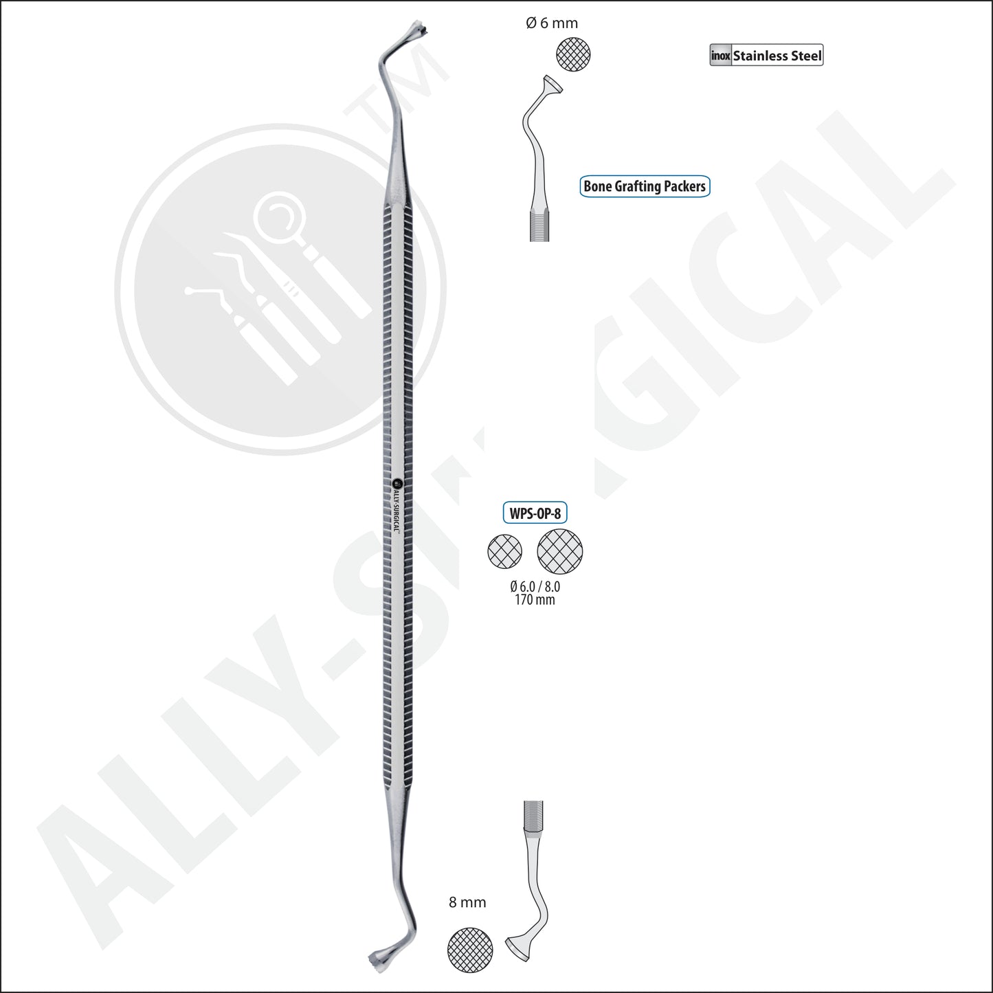 EMPACADOR DE INJERTO DE HUESO 6.0MMX8.0MM , 175MM