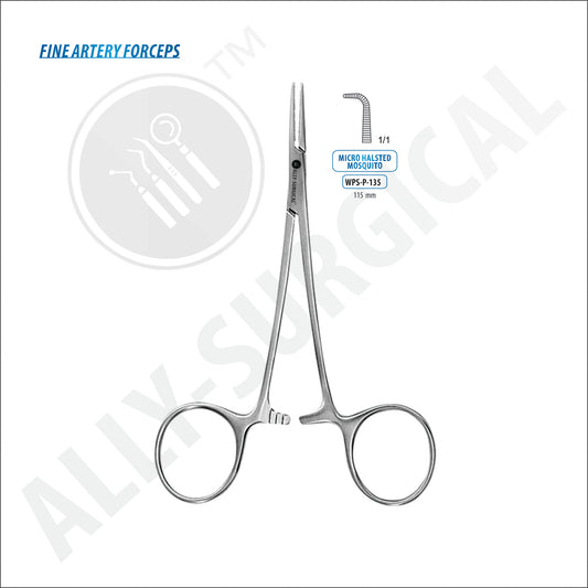 Artery Micro-Halsted Forceps, 115 mm Curved Angle