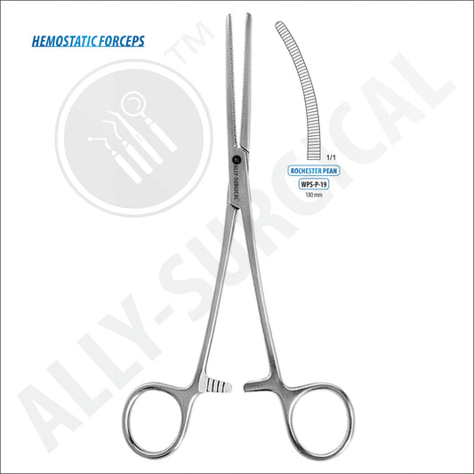 Rochester-PEAN Hemostatic Forceps, Curved 180 mm