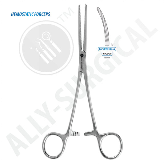 Rochester-PEAN Hemostatic Forceps, Curved 160 mm
