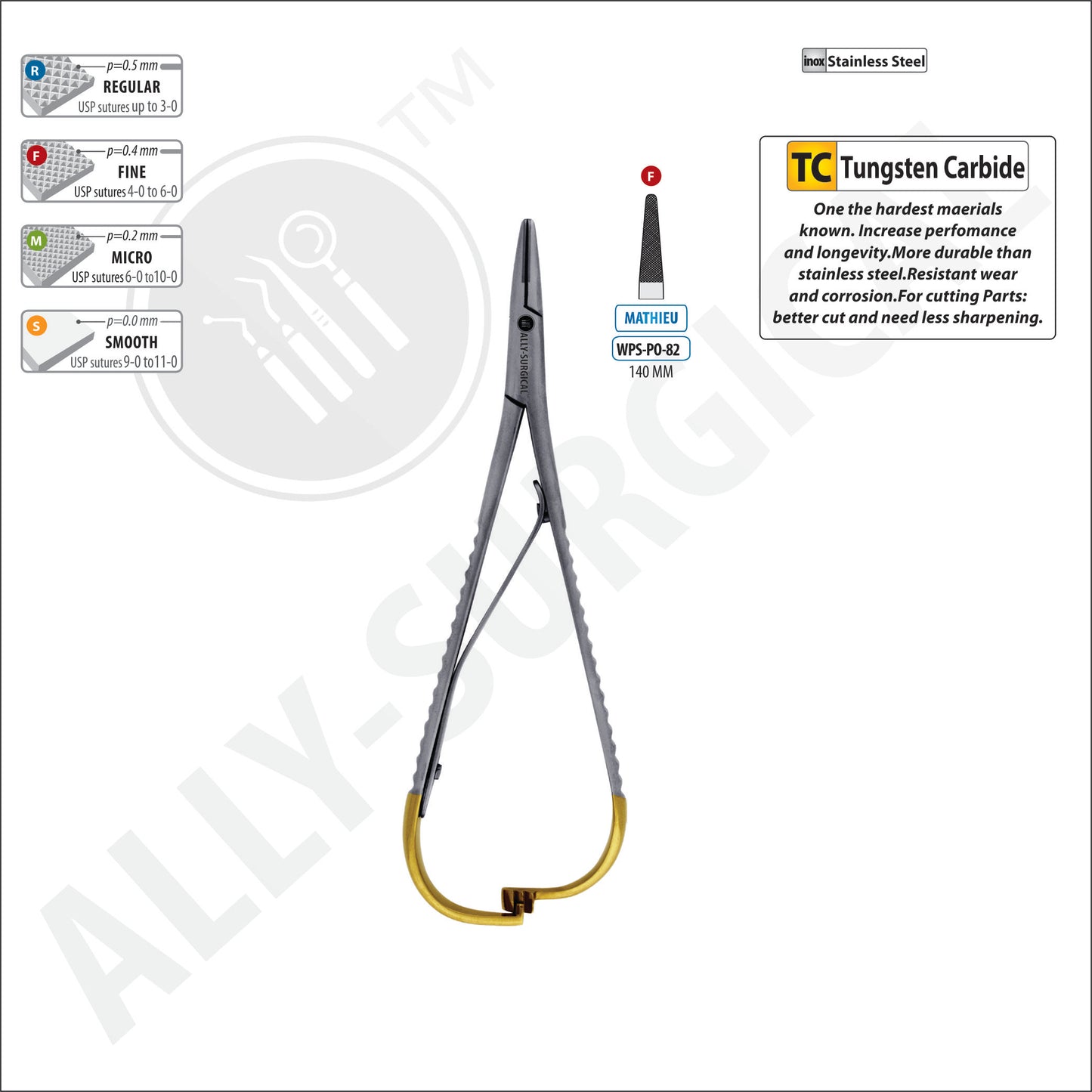 MATHIEU NEEDLE HOLDER FORCEPS *TC* 140MM