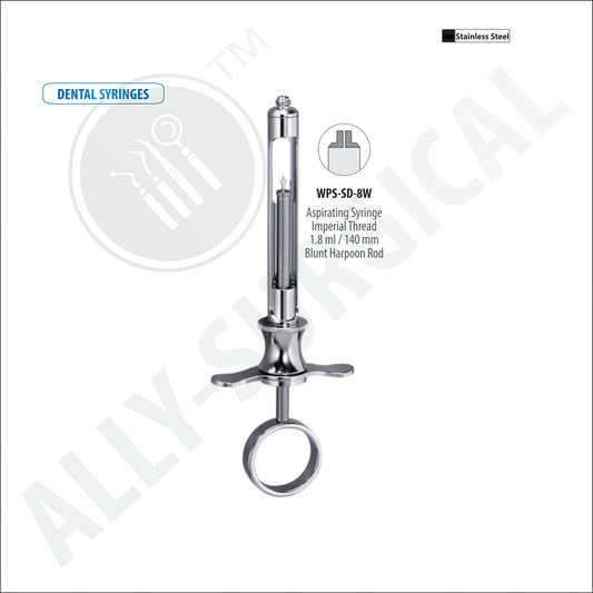 Dental Carpule Syringe 1.8ml / 140mm Dull Harpoon Rod